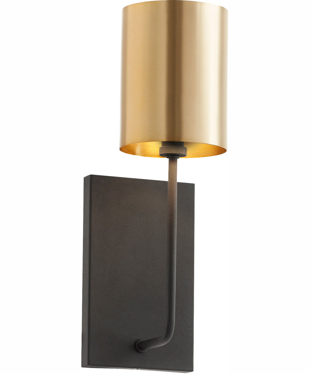 Harmony 1-light Wall Mount Light Fixture Textured Black w/ Aged Brass