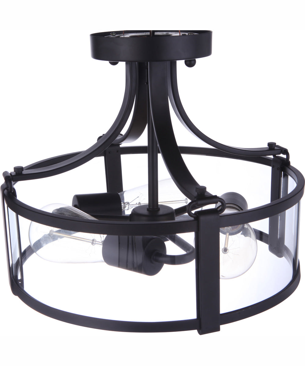 Elliot 3-Light Semi Flush Flat Black