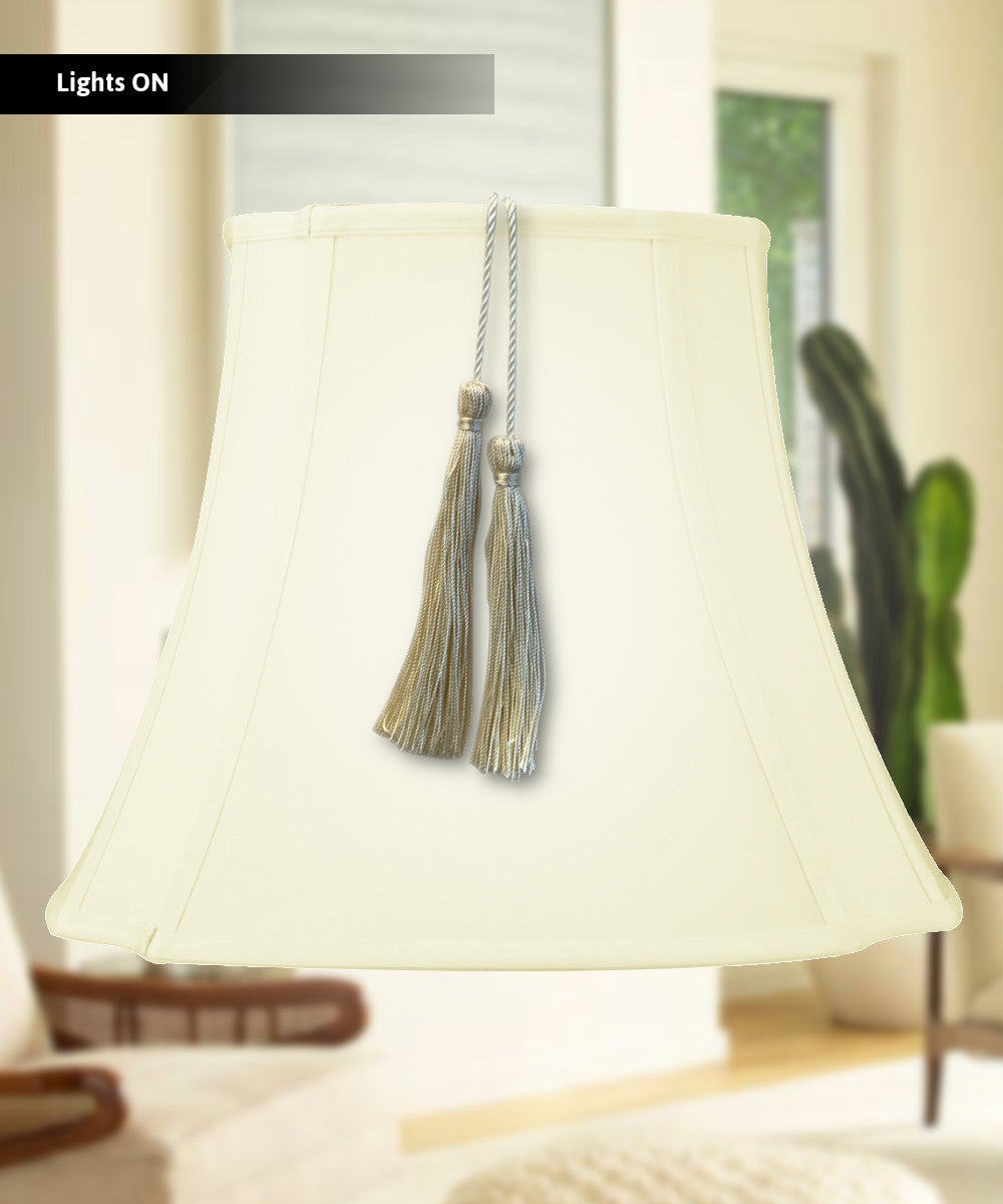 12"W x 12"H French Oval Piped Shantung Lamp Shade Tassel Eggshell