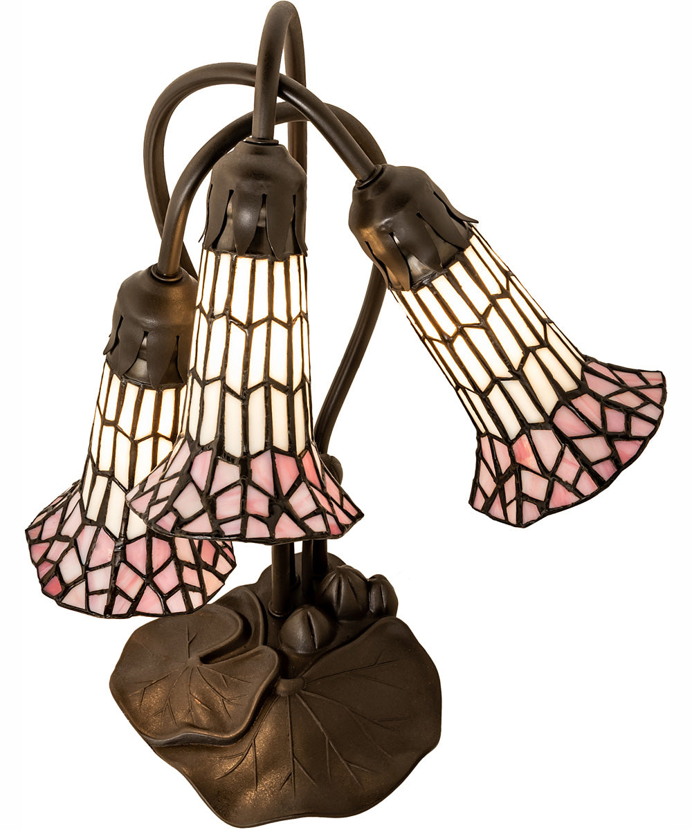 16" High Stained Glass Pond Lily 3 Light Accent Lamp