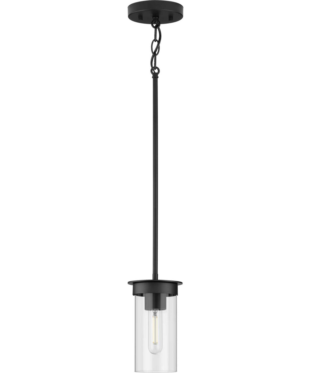 Kellwyn 1-Light Clear Glass Transitional Style Hanging Mini-Pendant Light Matte Black