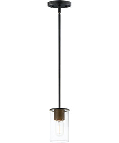 Sleek 1-Light Mini Pendant Antique Brass / Black