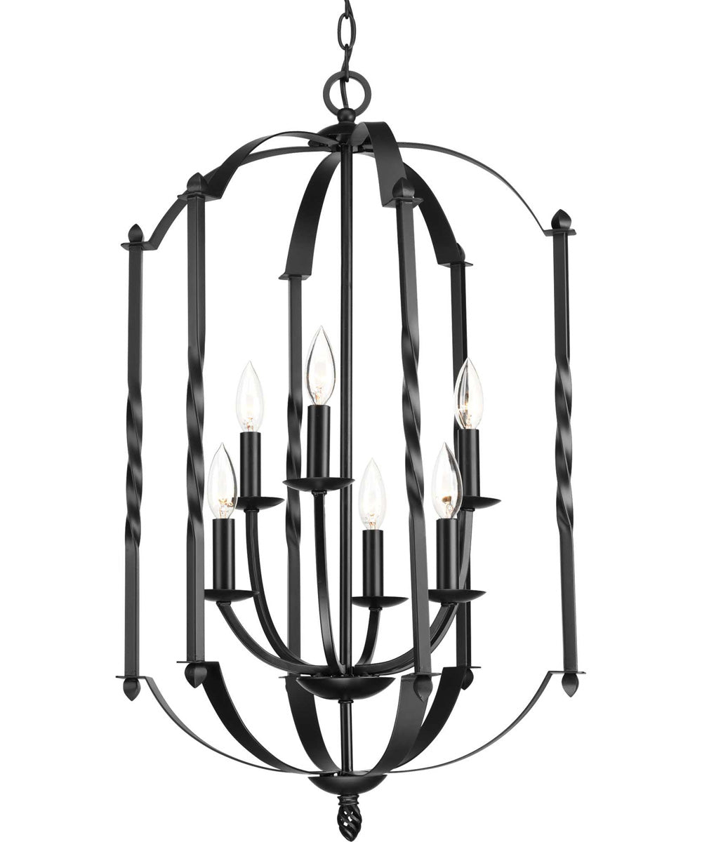 Greyson 6-Light, Two-Tier Foyer Chandelier Matte Black