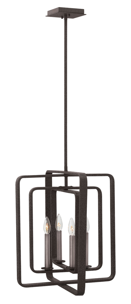 17"W Quentin 4-Light Stem Hung Foyer in Aged Zinc