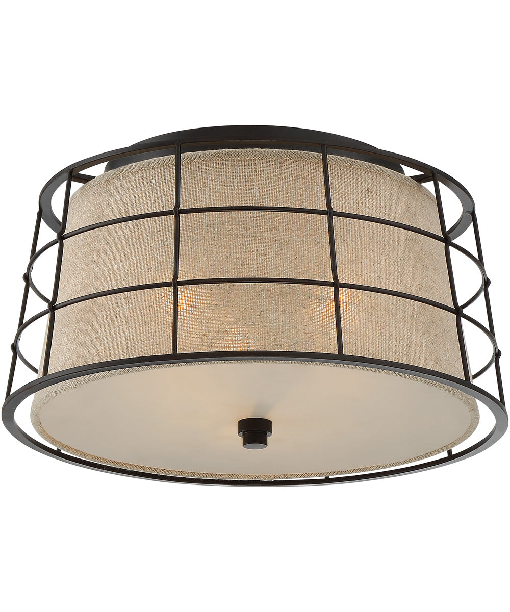 Landings Medium 3-light Flush Mount Mottled Cocoa