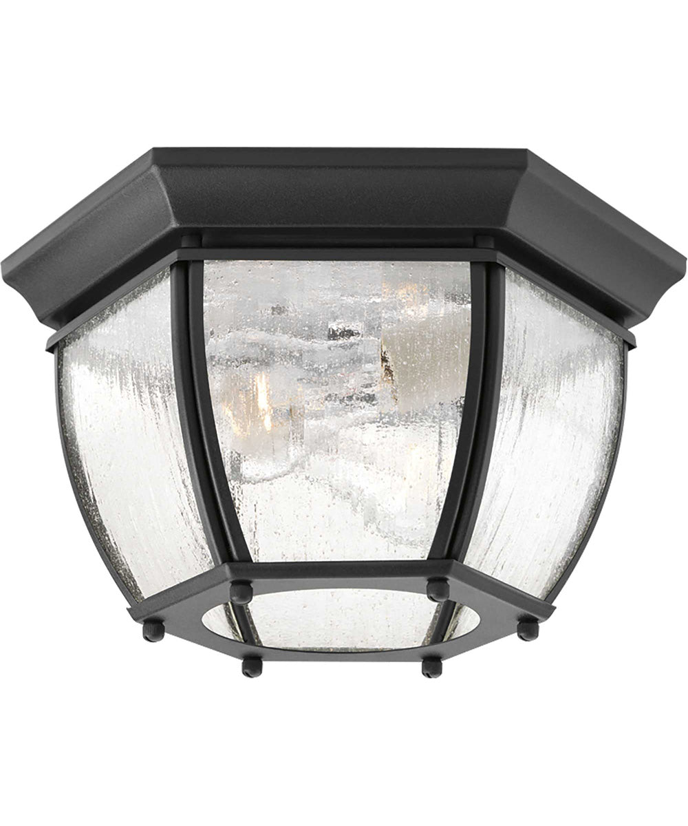 Roman Coach 2-Light 11" Flush Mount Textured Black
