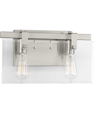 Glayse 2-Light Clear Glass Luxe Bath Vanity Light Brushed Nickel