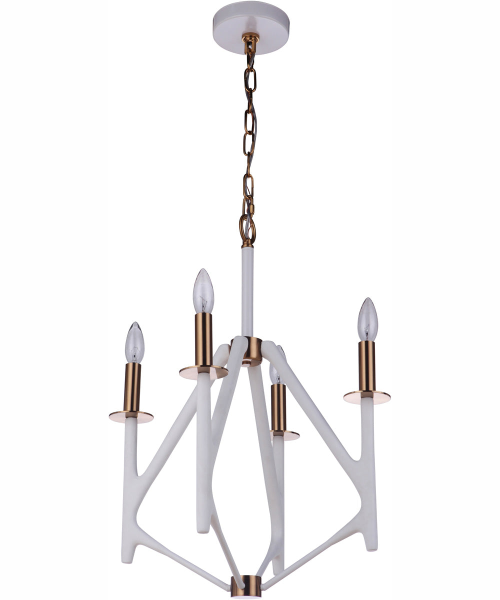 The Reserve 4-Light Foyer Matte White / Satin Brass