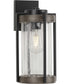 Whitmire  1-Light with Aged Oak Accents Clear Seeded Glass Farmhouse Outdoor Wall Lantern Light Matte Black