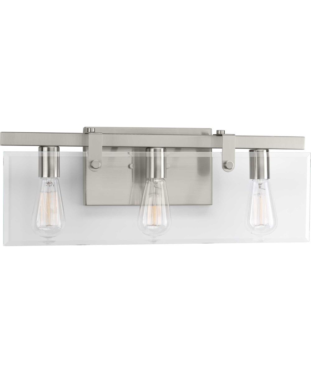 Glayse 3-Light Clear Glass Luxe Bath Vanity Light Brushed Nickel