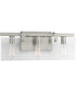 Glayse 3-Light Clear Glass Luxe Bath Vanity Light Brushed Nickel