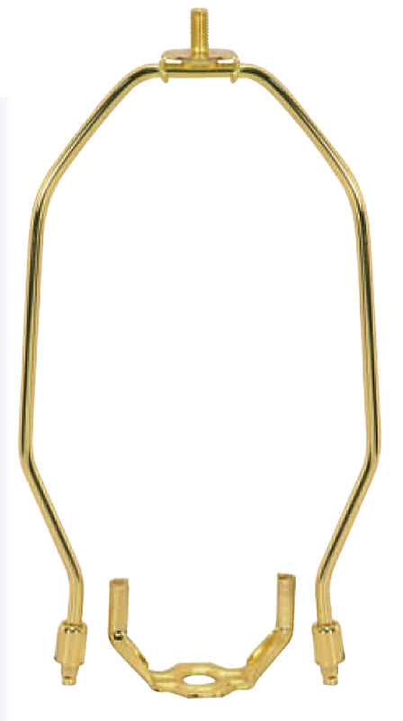 14"H Polished Brass Heavy Duty Harp Fitter For Lamp Shades
