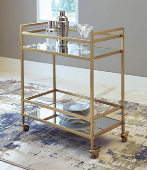 32"H Kailman Bar Cart Gold