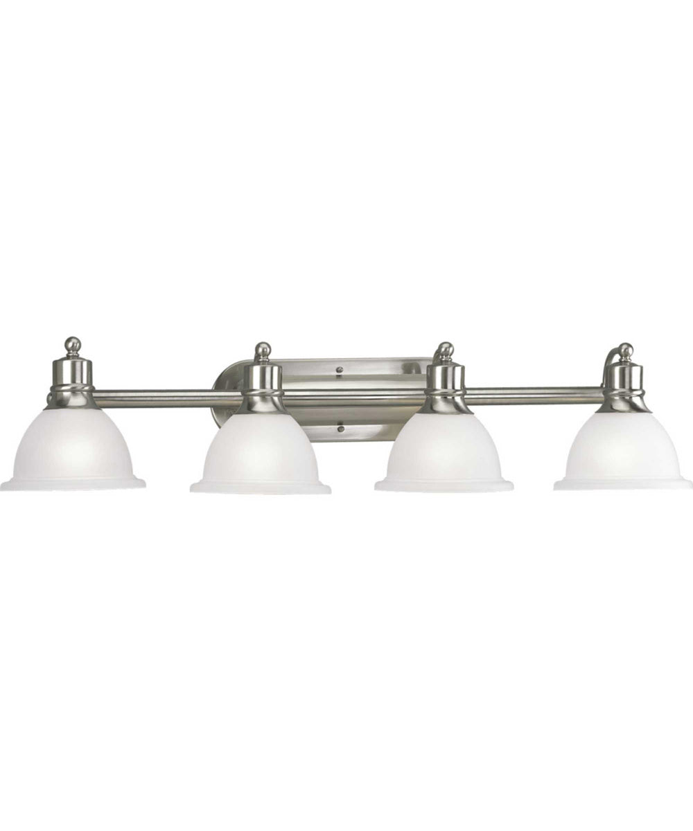 Madison 4-Light Etched Glass Traditional Bath Vanity Light Brushed Nickel
