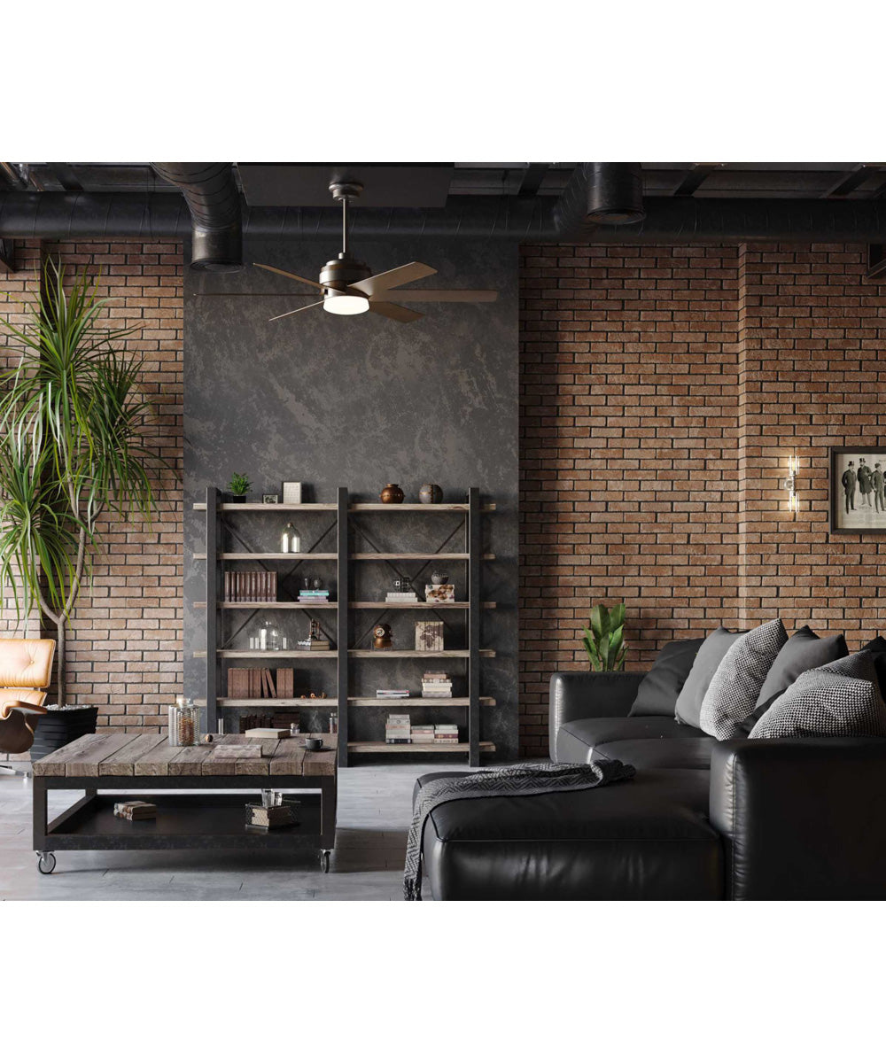 Kaysville 6-Blade Chestnut 56-Inch DC Motor LED Urban Industrial Ceiling Fan Antique Nickel