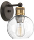 Hansford 1-Light Clear Glass Coastal Bath Vanity Light Antique Bronze