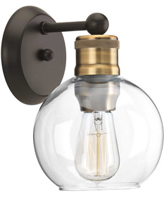 Hansford 1-Light Clear Glass Coastal Bath Vanity Light Antique Bronze