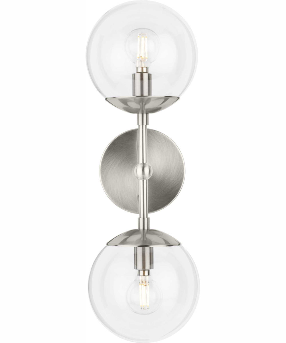 Atwell 2-Light Mid-Century Modern Wall Sconce Brushed Nickel