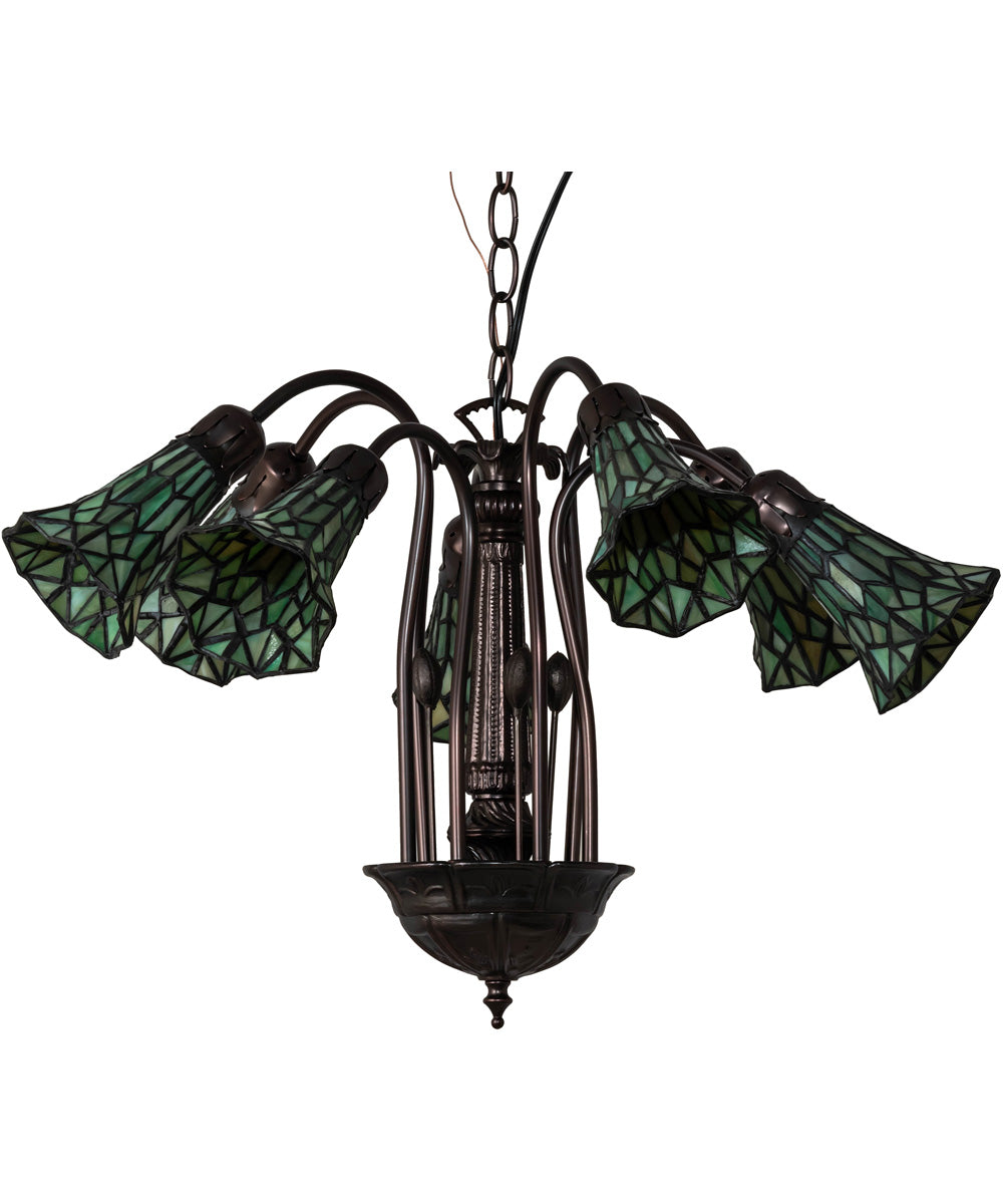 24" Wide Tiffany Pond Lily 7 Light Chandelier