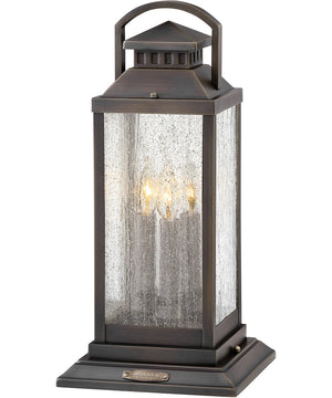 Revere 3-Light Medium Pier Mount Outdoor Lantern in Blackened Brass