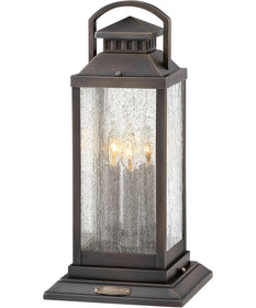 Revere 3-Light Medium Pier Mount Outdoor Lantern in Blackened Brass