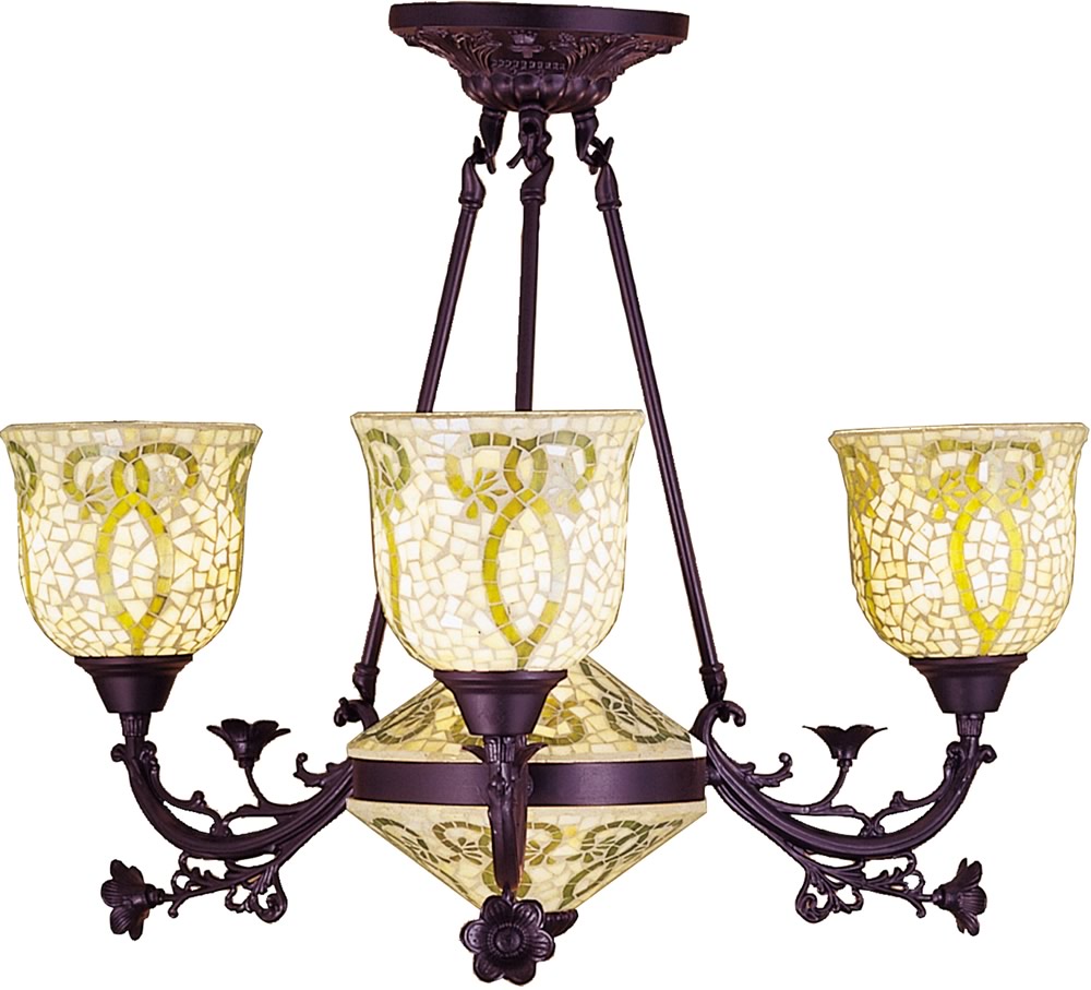 29"W Seed Mosaic 3 Arm Chandelier