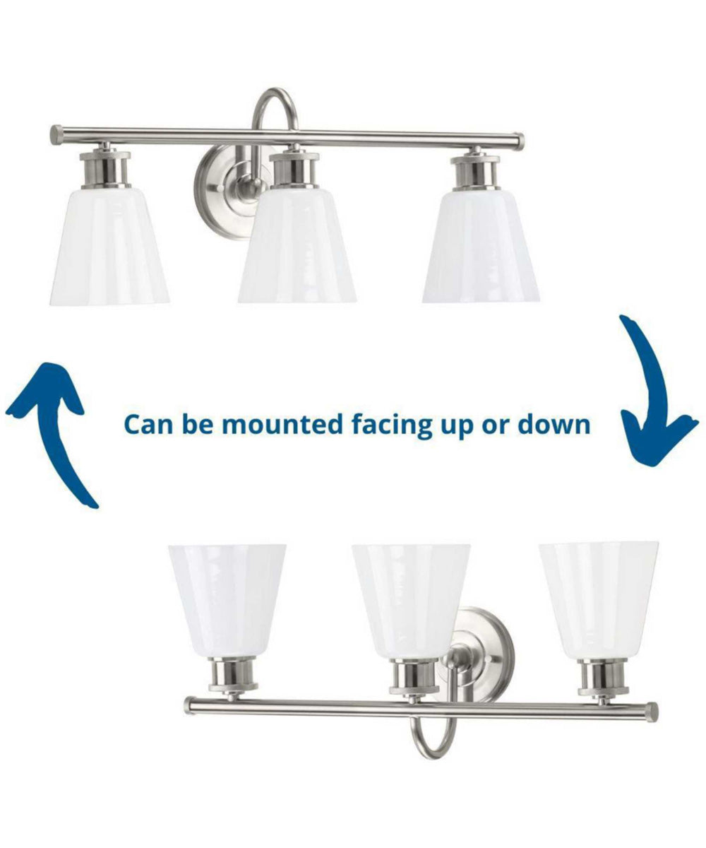 Ashford 3-Light Opal Glass Farmhouse Style Bath Vanity Wall Light Brushed Nickel