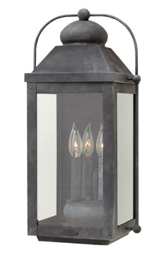 21"H Anchorage 3-Light LED Large Outdoor Wall Light in Aged Zinc