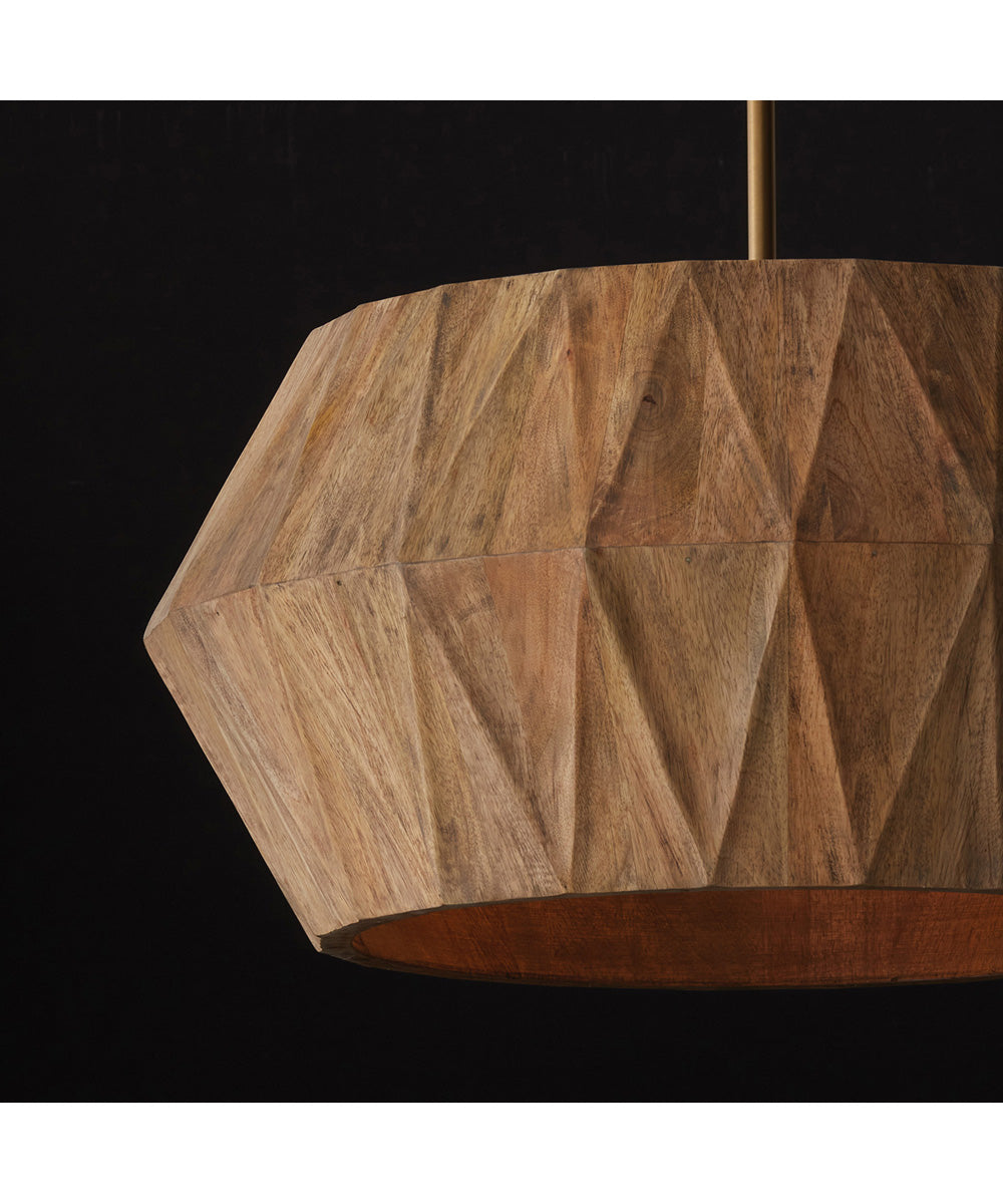 Nadeau 4-Light Pendant Light Wood and Patinaed Brass