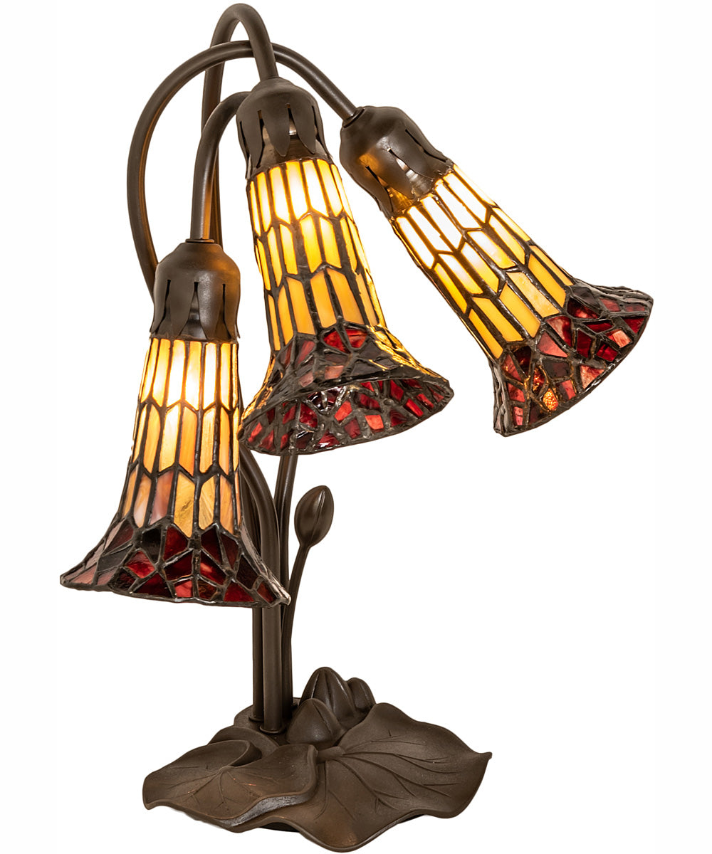 16" High Stained Glass Pond Lily 3 Light Accent Lamp