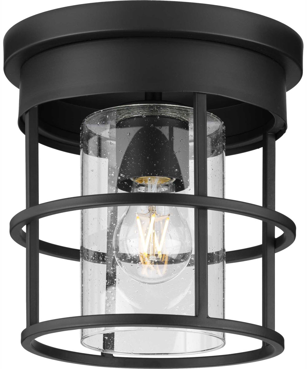 Burgess 1-Light Modern Farmhouse Flush Mount Matte Black