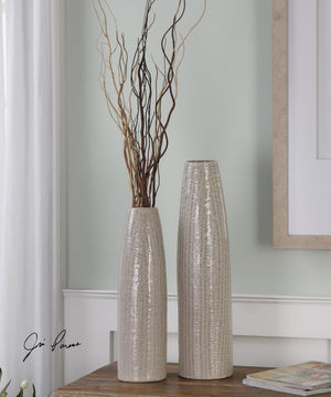 23"H Sara Textured Ceramic Vases Set of 2