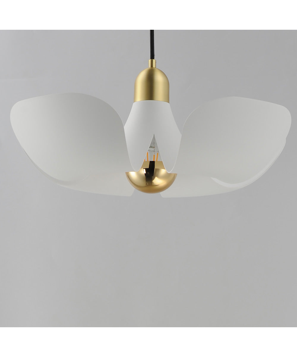 Poppy 18 inch Pendant White/Satin Brass