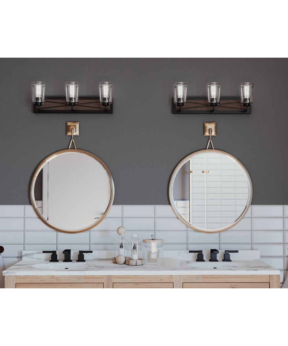 Briarwood 3-Light Clear Glass Coastal Bath Vanity Light Antique Bronze
