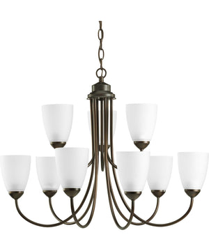 Gather 9-Light Etched Glass Traditional Chandelier Light Antique Bronze
