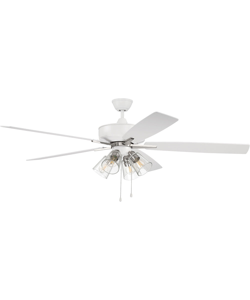 60" Super Pro 104 4-Light Ceiling Fan (Blades Included) White/Polished Nickel