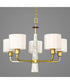 Palacio 5-Light White Silk Fabric Shade Luxe Chandelier Light Vintage Gold