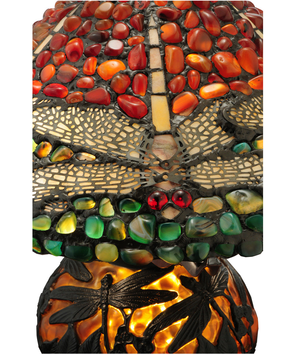 17"H Dragonfly Polished Agata W/Lighted Base Table Lamp