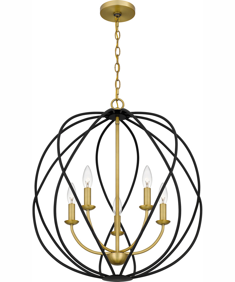 Bryn 5-light Pendant Aged Brass