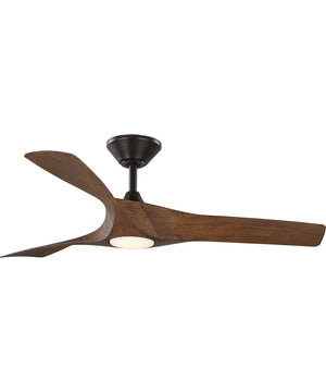 Ryne 52" 3-Blade Woodgrain LED Transitional Indoor/Outdoor DC Ceiling Fan Koa Woodgrain