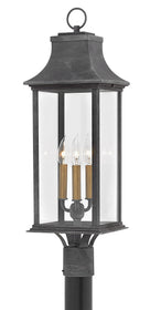 28"H Adair 3-Light Outdoor Pier Post Light in Aged Zinc