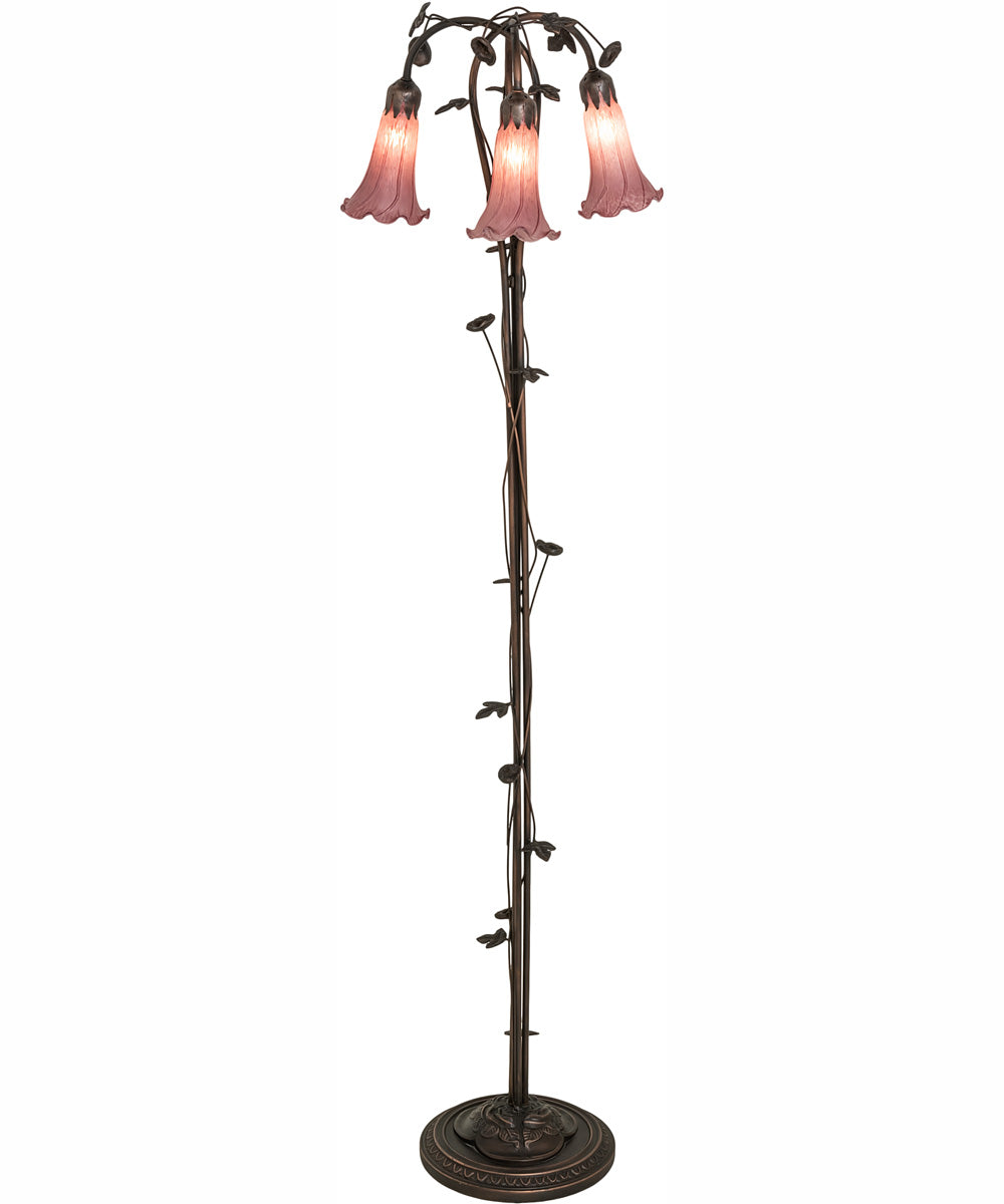 58" High Lavender Tiffany Pond Lily 3 Light Floor Lamp