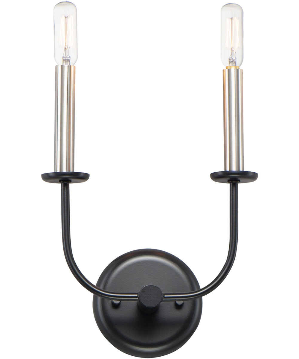 Wesley 2-Light Wall Sconce Black / Satin Nickel