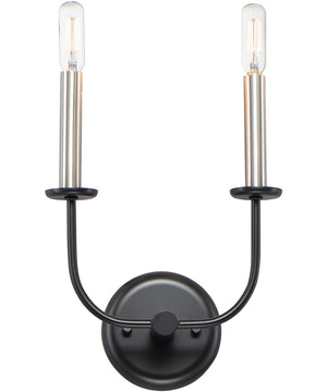 Wesley 2-Light Wall Sconce Black / Satin Nickel