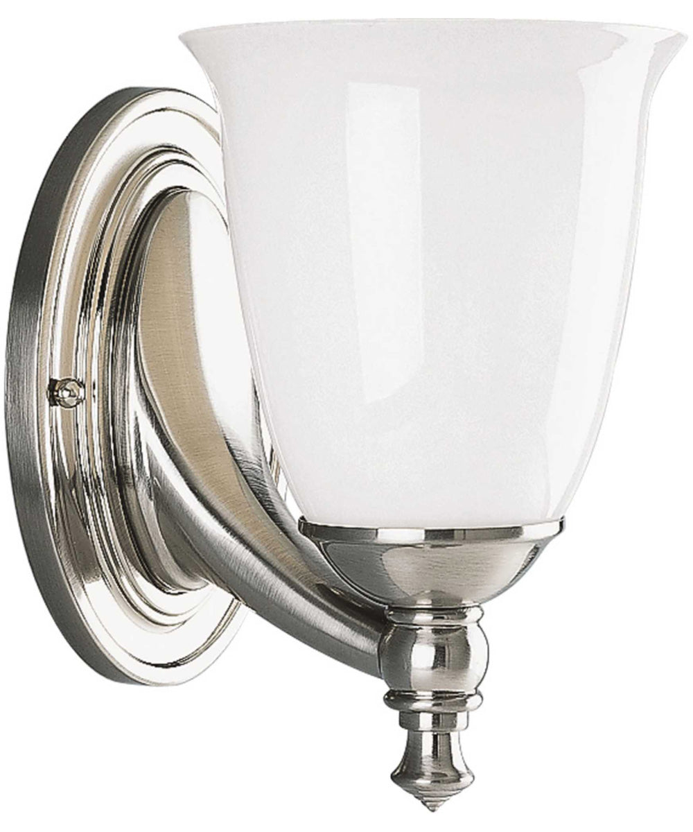 Victorian 1-Light White Opal Glass Farmhouse Bath Vanity Light Brushed Nickel