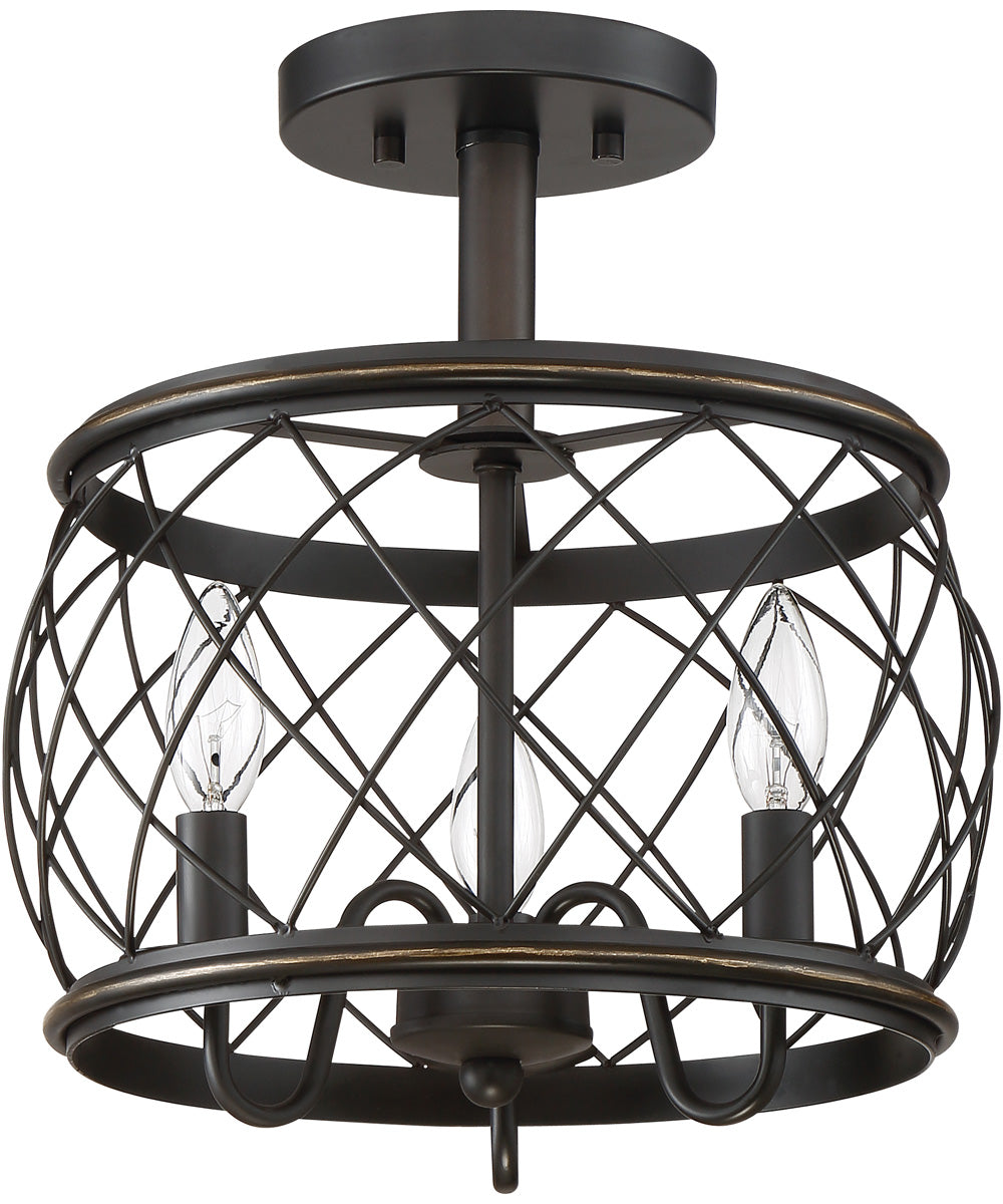 Dury Small 3-light Semi Flush Mount Palladian Bronze