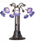 24" High Blue/White Tiffany Pond Lily 10 Light Table Lamp