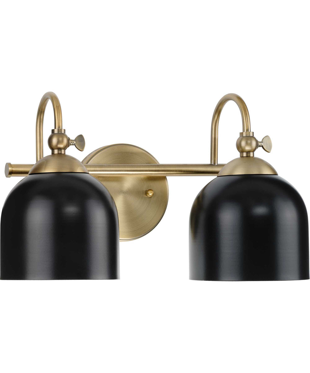 Dalton 2-Light Farmhouse Metal Shade Bath Vanity Light Vintage Brass