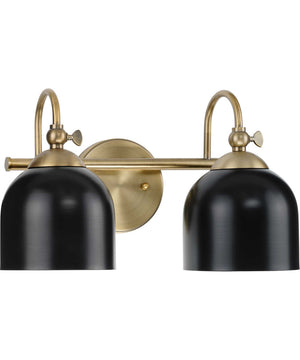 Dalton 2-Light Farmhouse Metal Shade Bath Vanity Light Vintage Brass