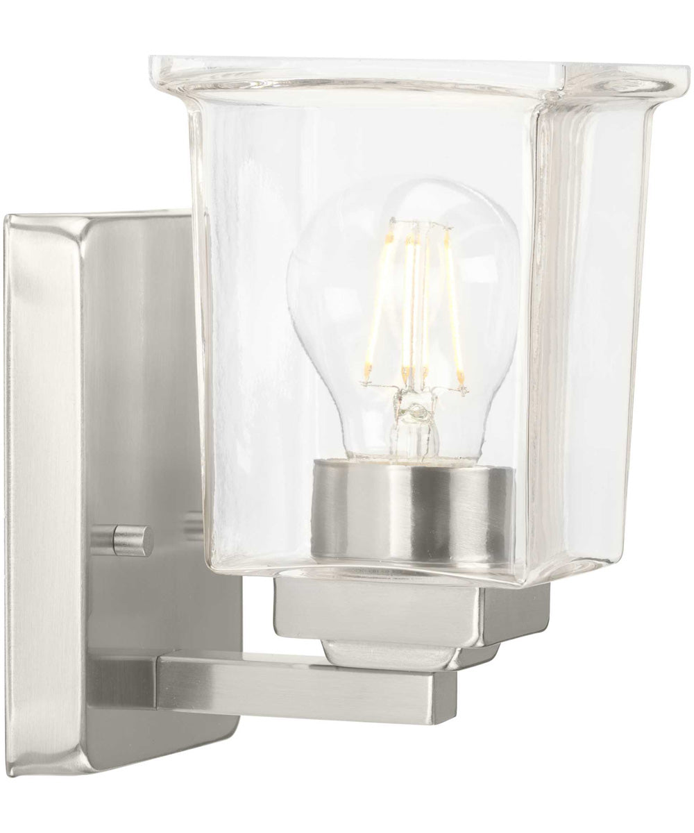 Gilmour 1-Light Modern Farmhouse Clear Glass Bath Vanity Light Brushed Nickel